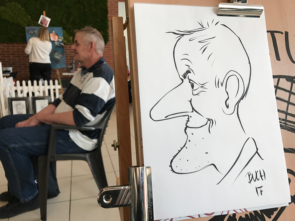 3 min. s/h live karikatur