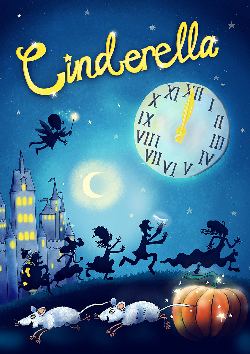 Poster art for Cinderella pantomime for Newbury Corn Exchange