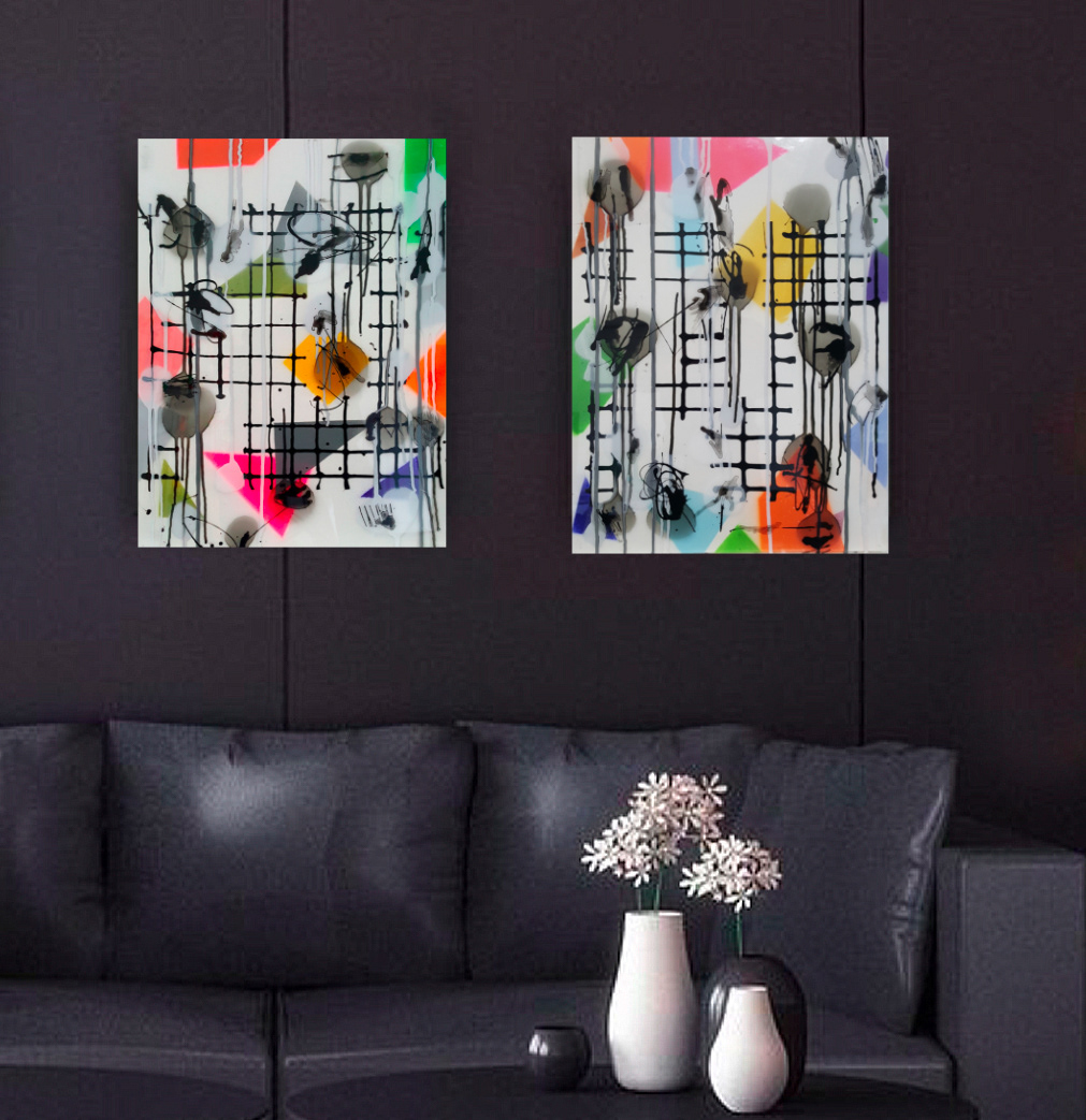 Peintures 210524a et b - 61x46cm- Polymer and spray paint on polycarbonate