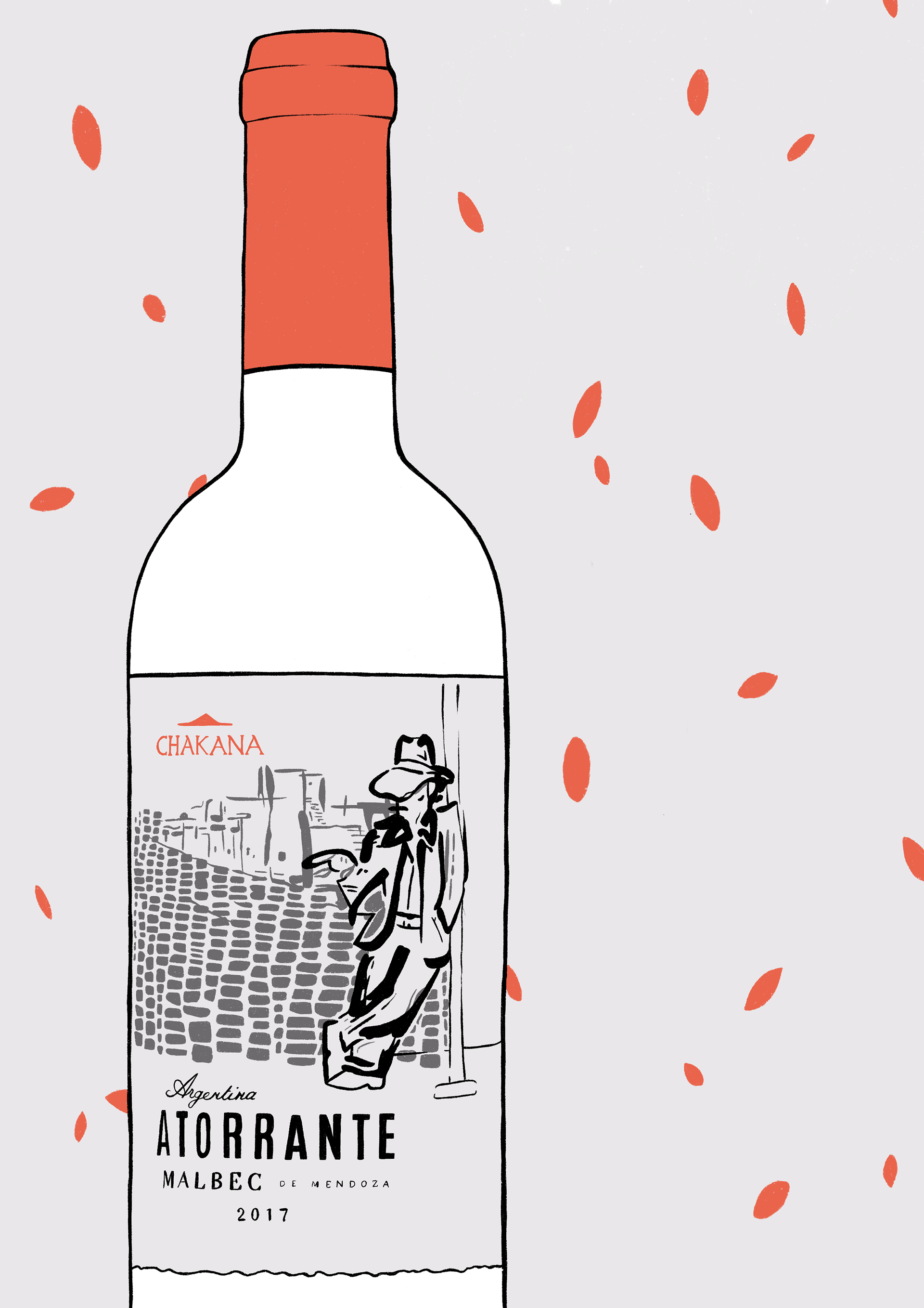 Set of 6 digital illustrations for Wallow Wine LTD, featuring their most loved wines. These are displayed in their Norwich store.