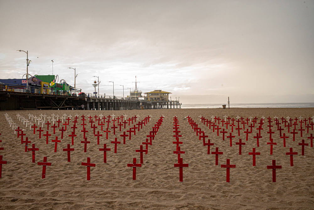 Arlington West Memorial at Santa Monica Beach, California