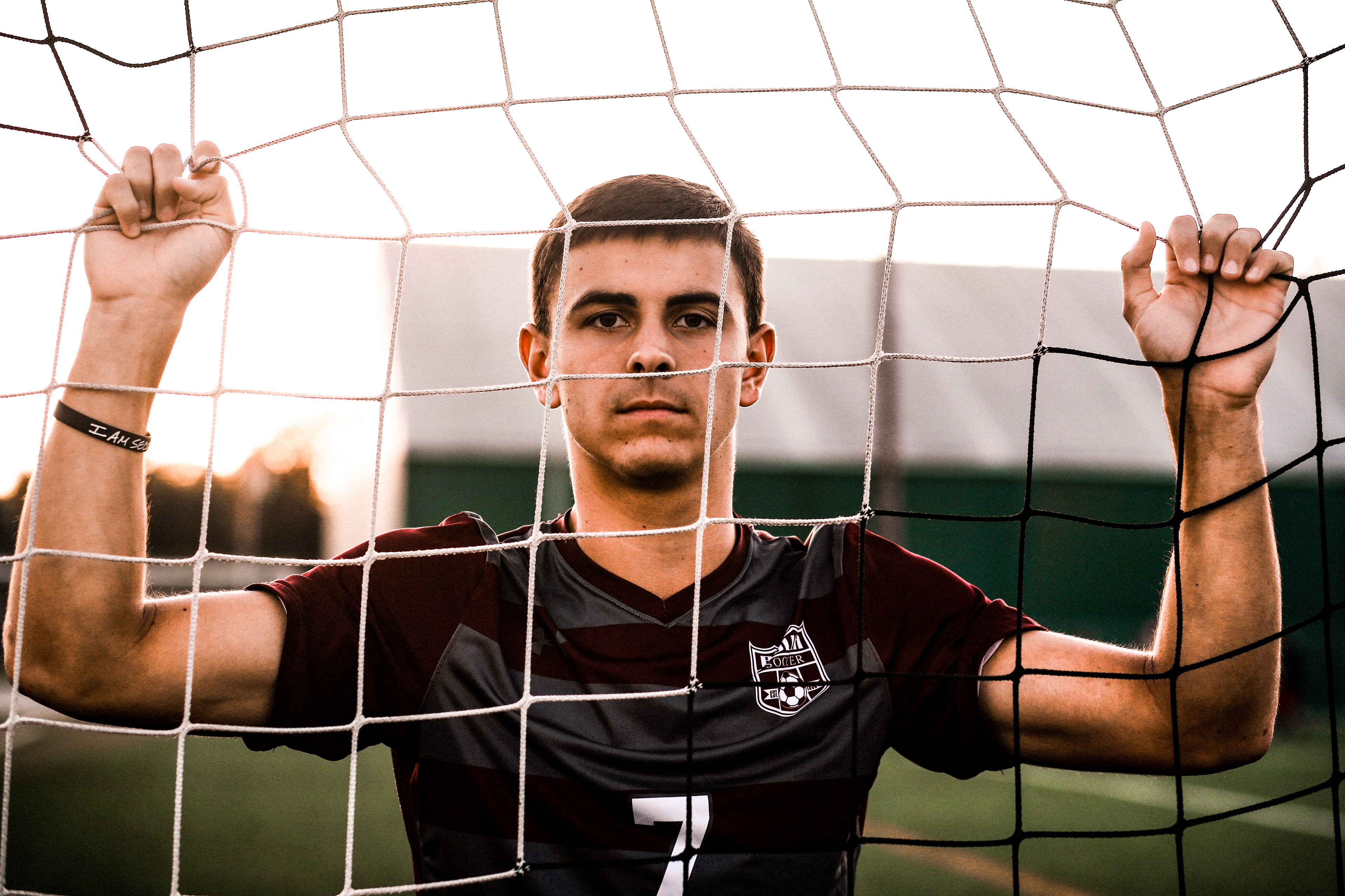 Senior Photo of Jarret at Missouri University of Science & Technology (Missouri S&T) on the soccer field.