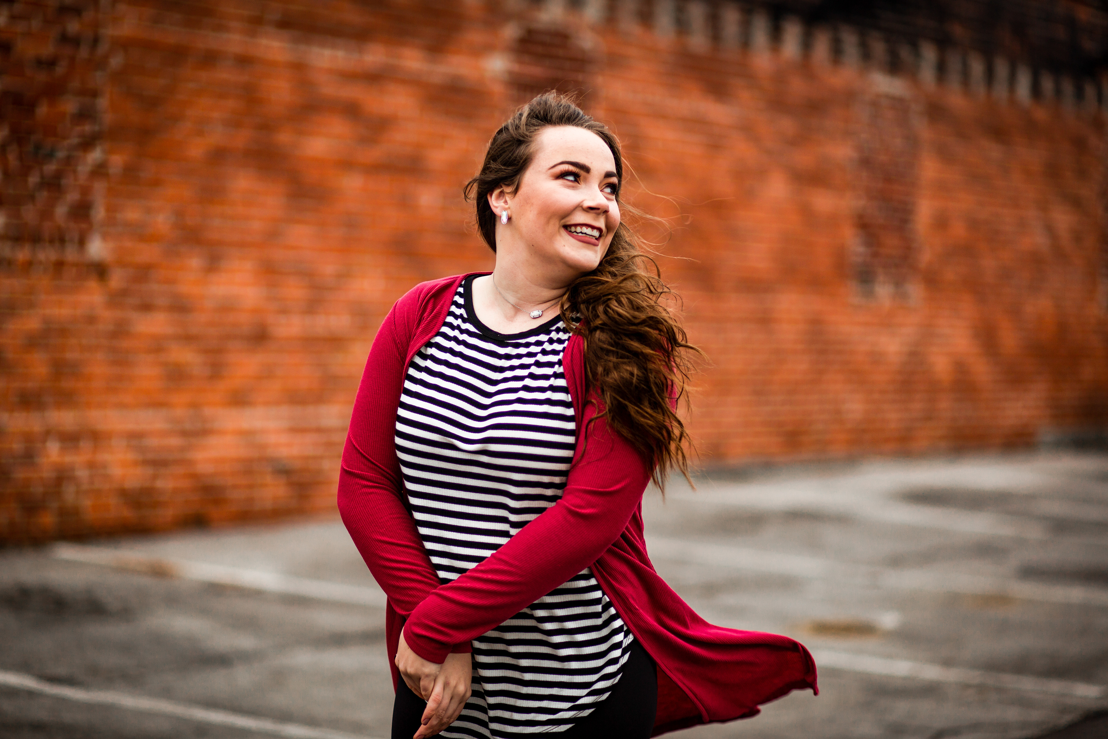 Senior photo of Jamie at Downtown Lee's Summit, Missouri.