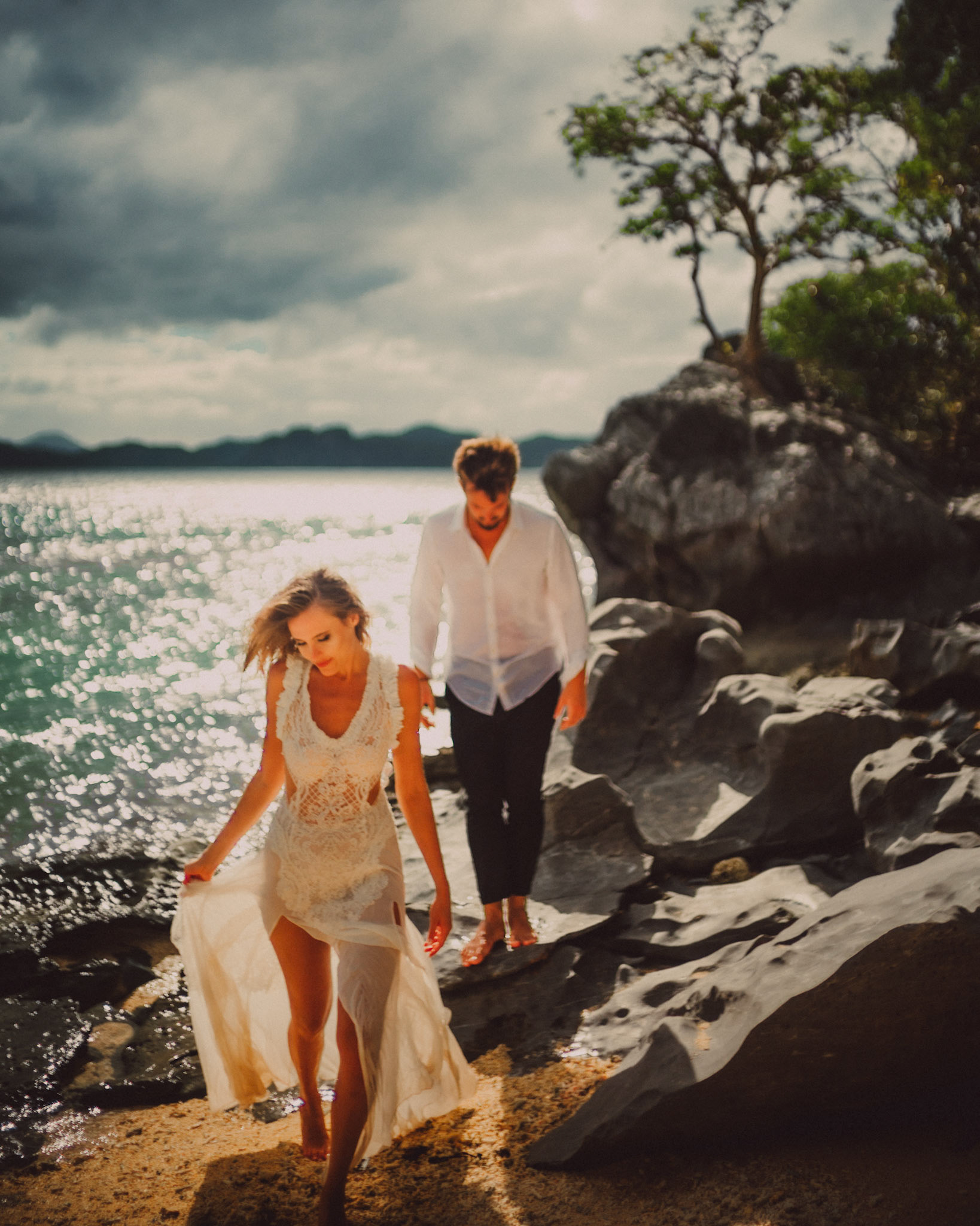 Candid couple portraits in Pinagbuyutan Island, El Nido, Palawan, Philippines, Southeast Asia, December 2019, Sony A7III.