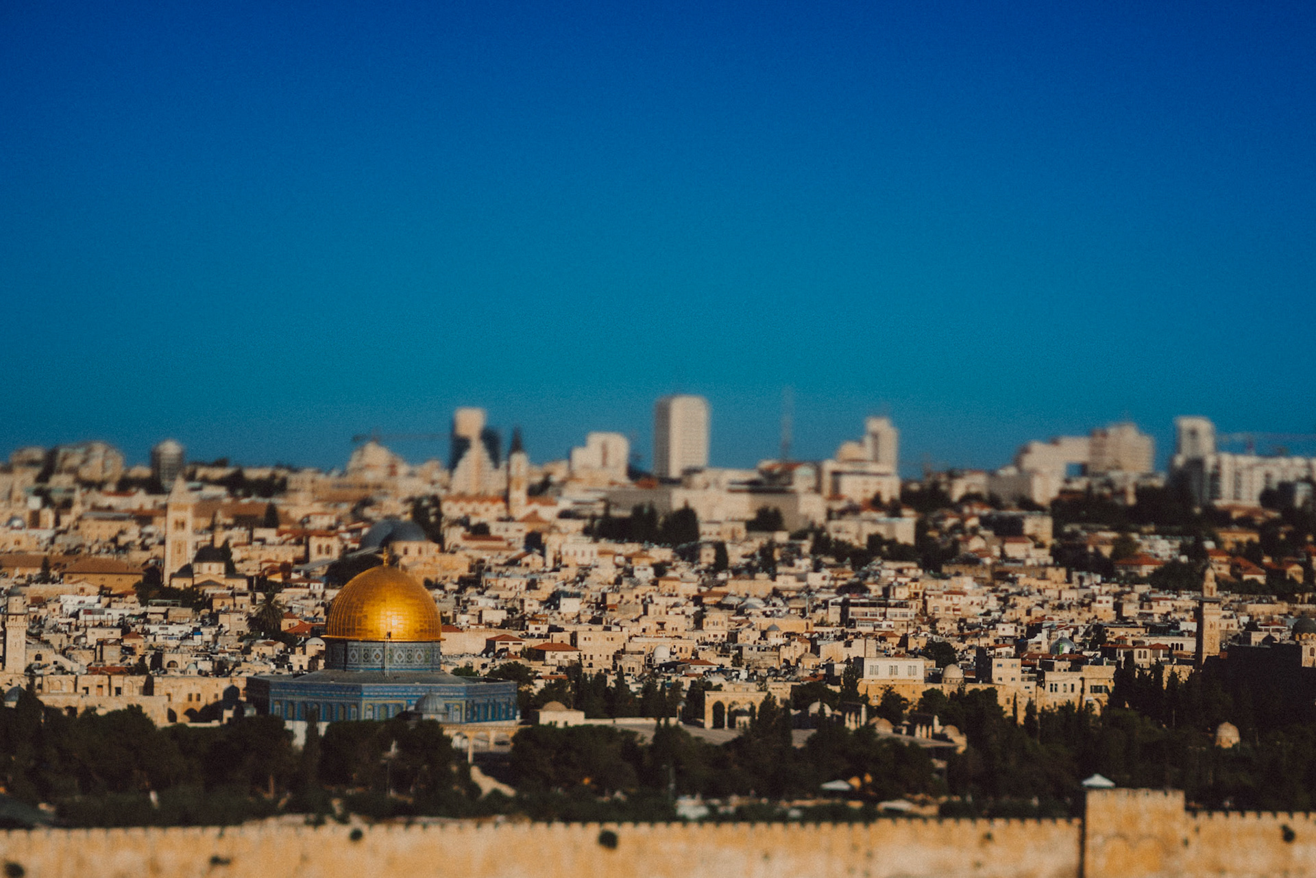 The temple mount, shot using a tilt-shift lens, Jerusalem, Israel, July 2015, Sony A7S.