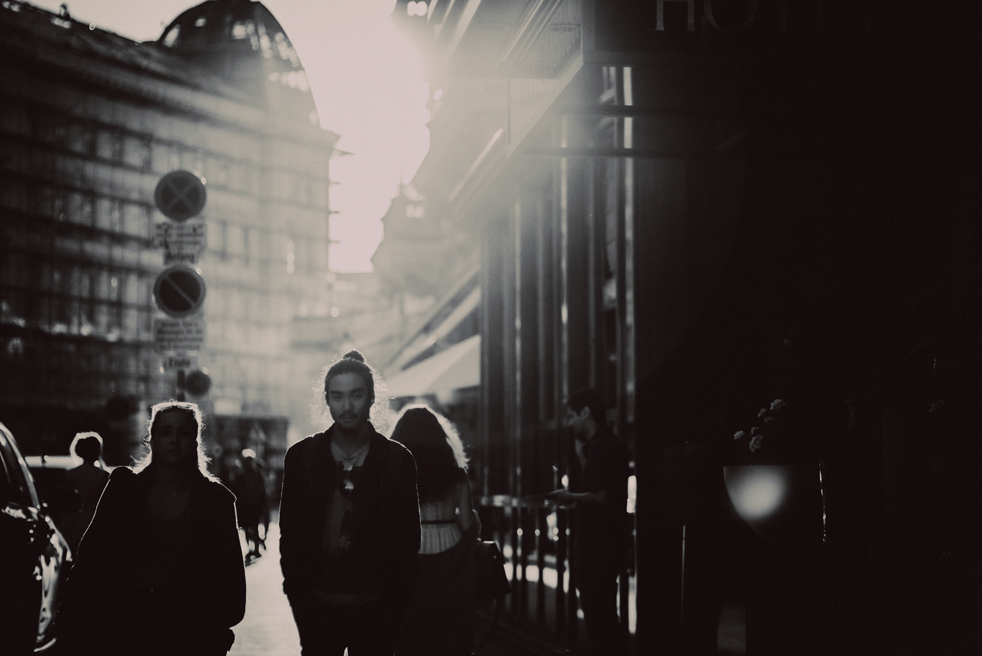 Pedestrians outside Hotel Sacher, Innere Stadt, Vienna, Austria, Vienna, Austria, July 2016, Leica M.