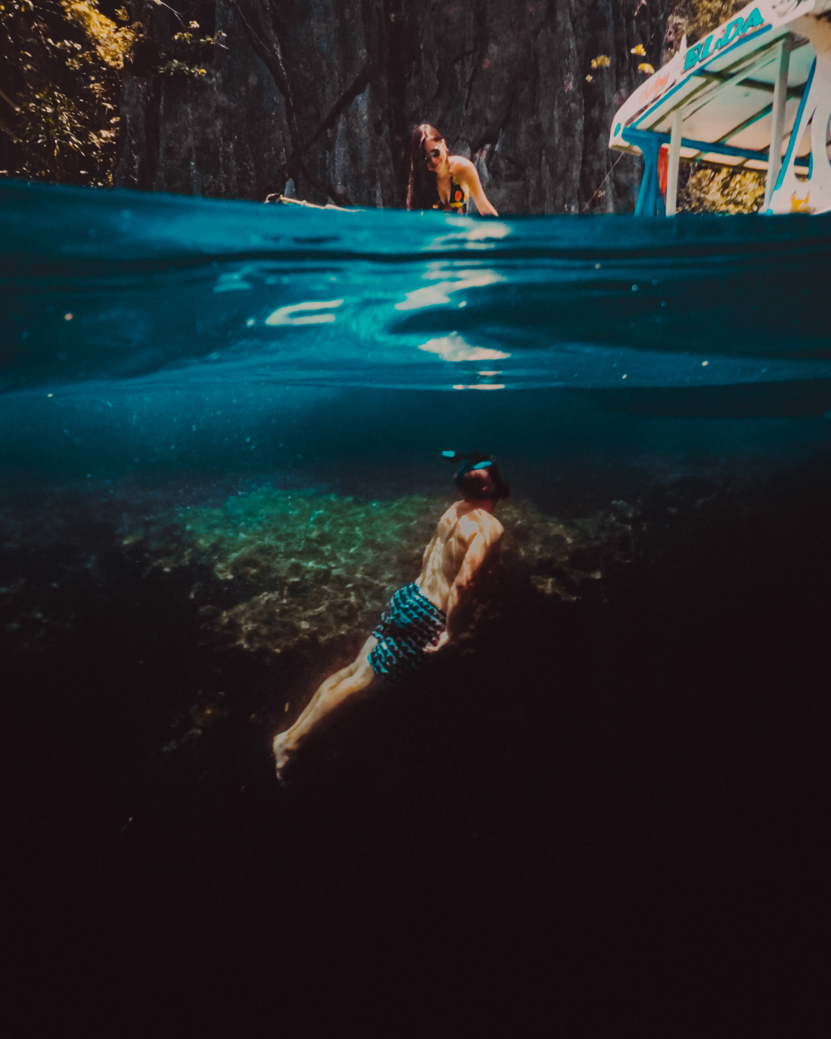 Underwater couple photography at the Twin Lagoon, from Renaud and Kat's island hopping adventure session in Coron, Palawan, Philippines, Southeast Asia, August 2018, Leica M