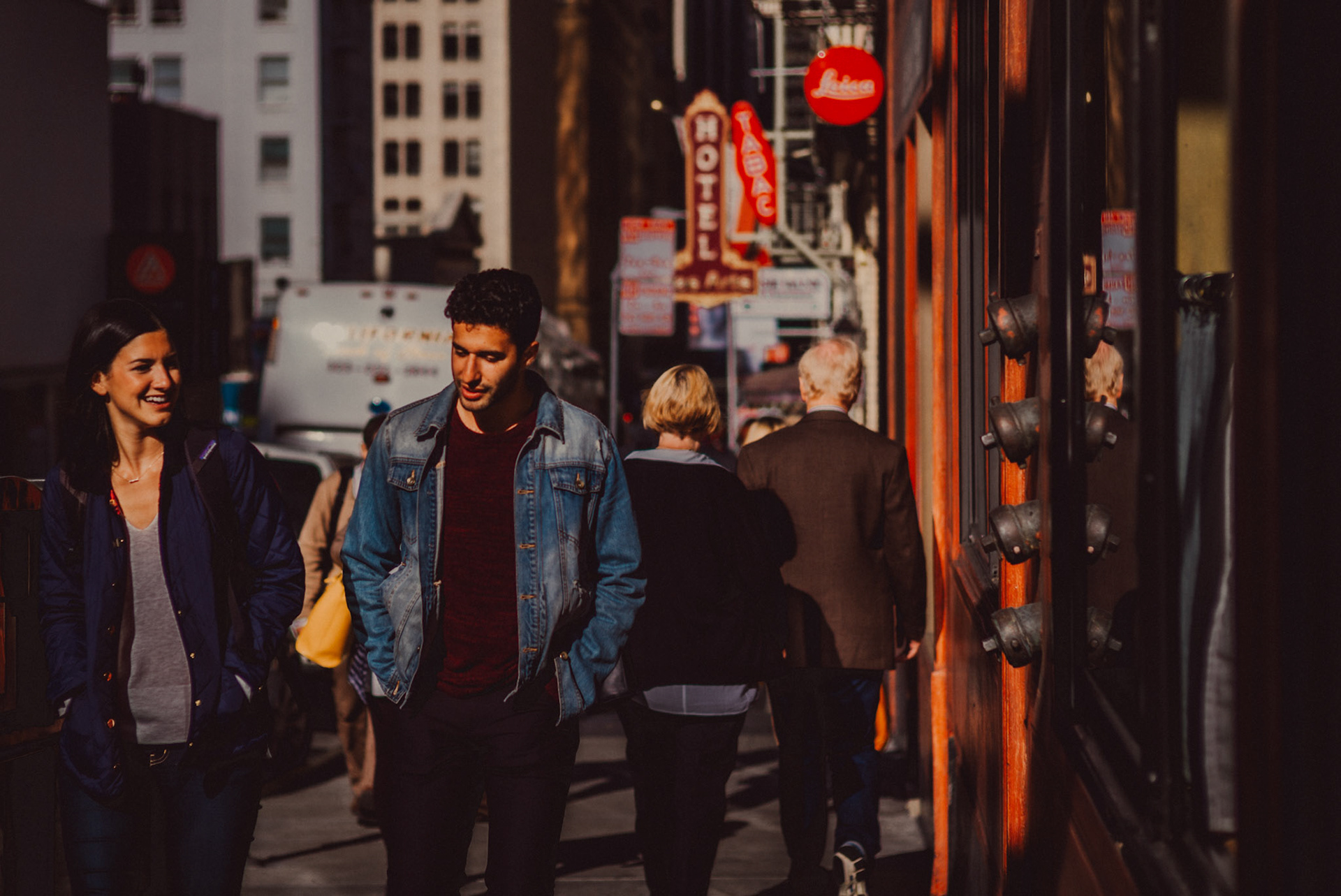Pedestrians near the Leica Store in Bush St, San Francisco, California, USA, June 2016, Leica M.
