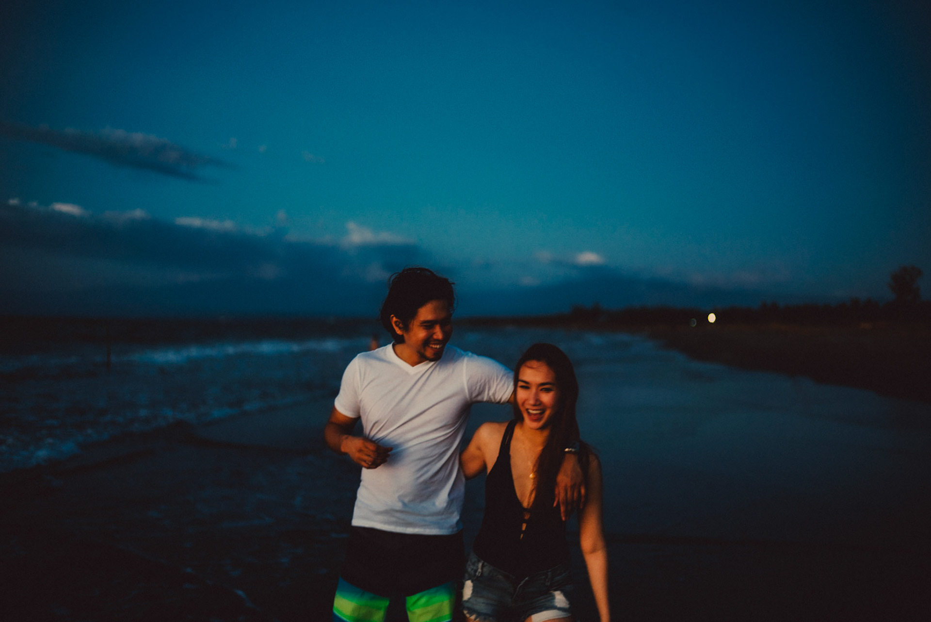Blue hour moments by the beach, from Koke and Pam's chill and outdoorsy prenup photoshoot in Bonuan Beach, Dagupan, Pangasinan, Philippines, Southeast Asia, November 2015, Sony A7S.