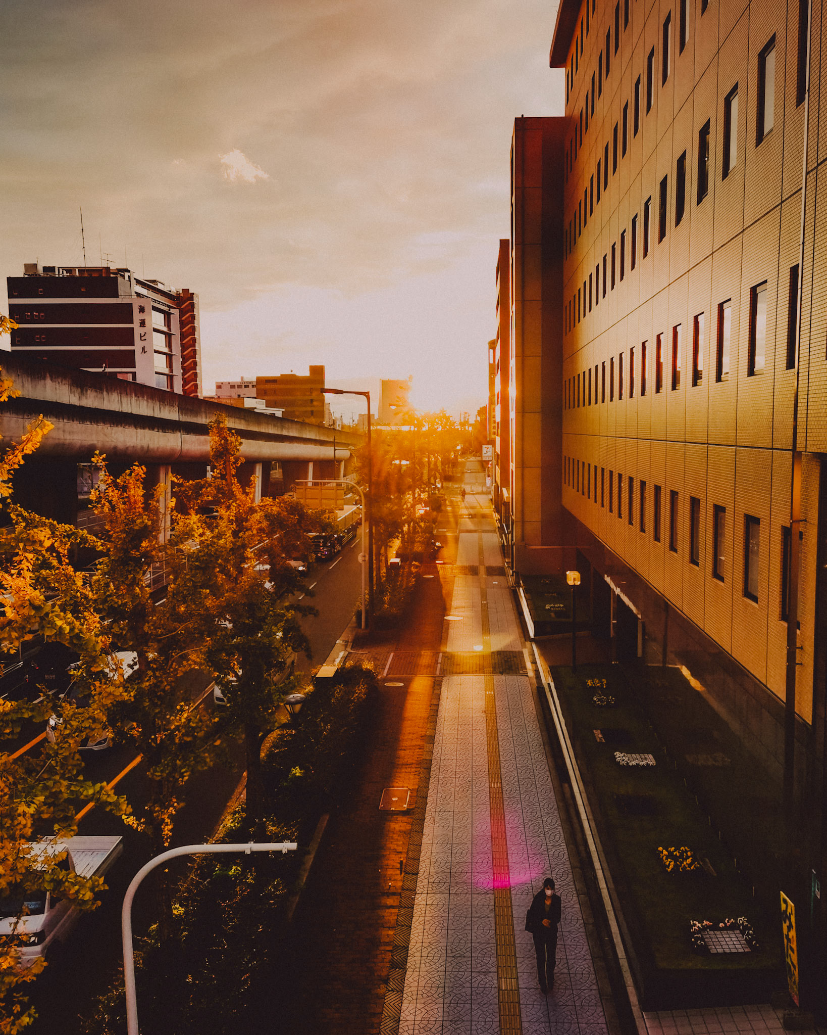 A street snapshot moments before sunset, Osaka, Japan, December 2019, Huawei Mate 30 Pro.