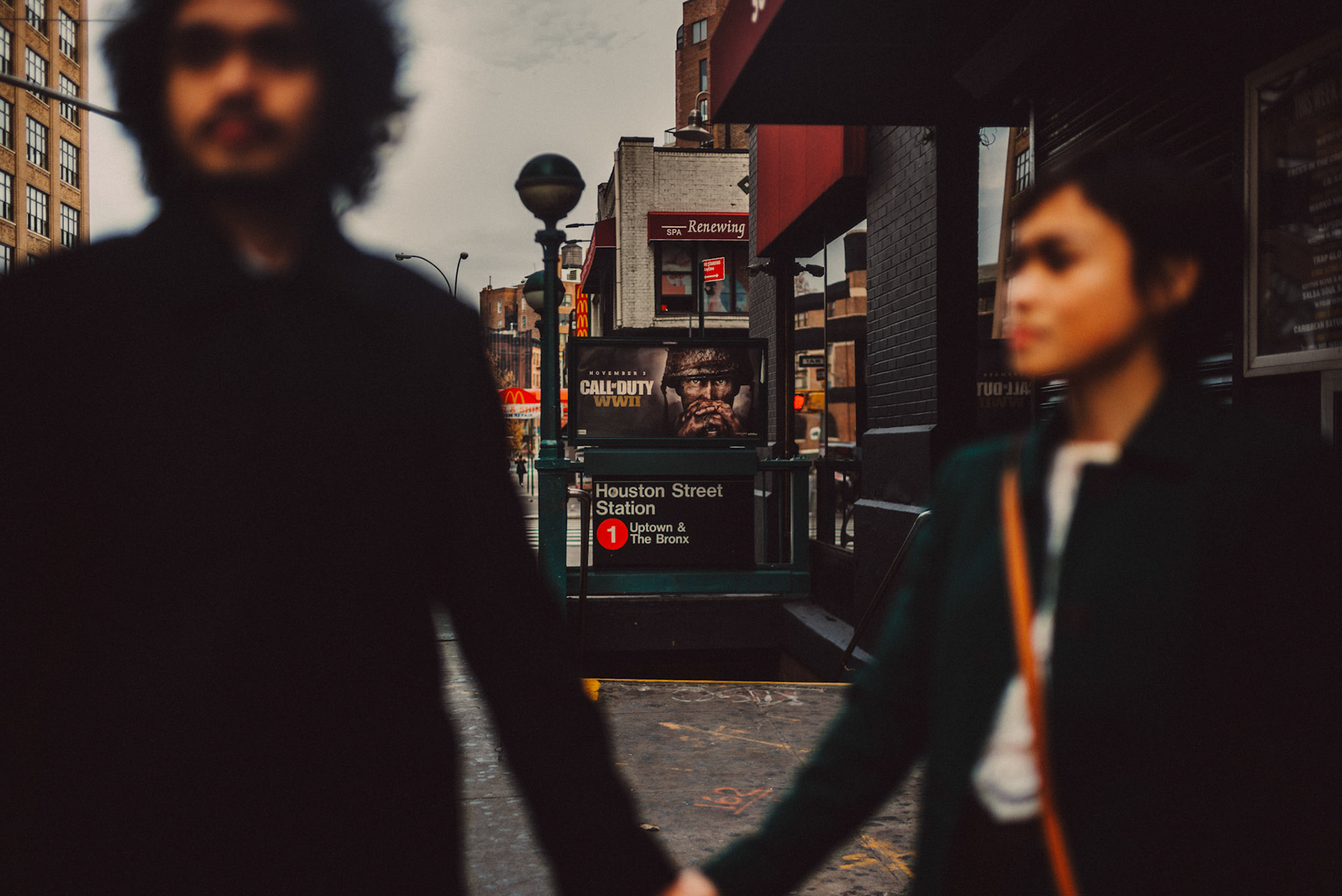Houston St NYC Subway Station, from AC &amp; Winona's casual and chill engagement shoot in Manhattan, New York City, USA, December 2017, Leica M.