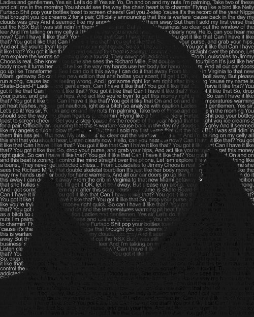 Pharrell typographical portrait using "Can I have it like that" lyrics