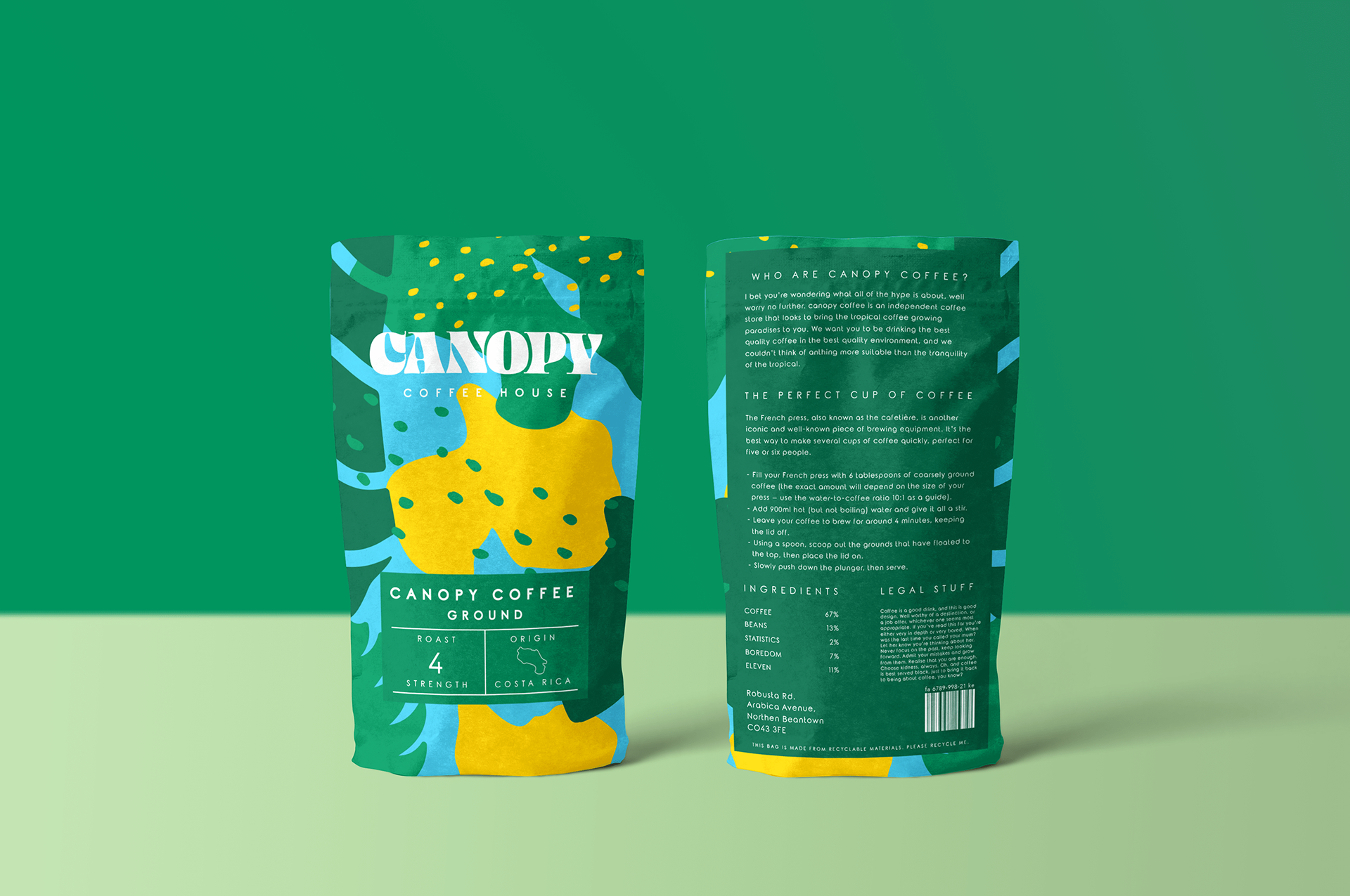Mockup of a bag of ground coffee