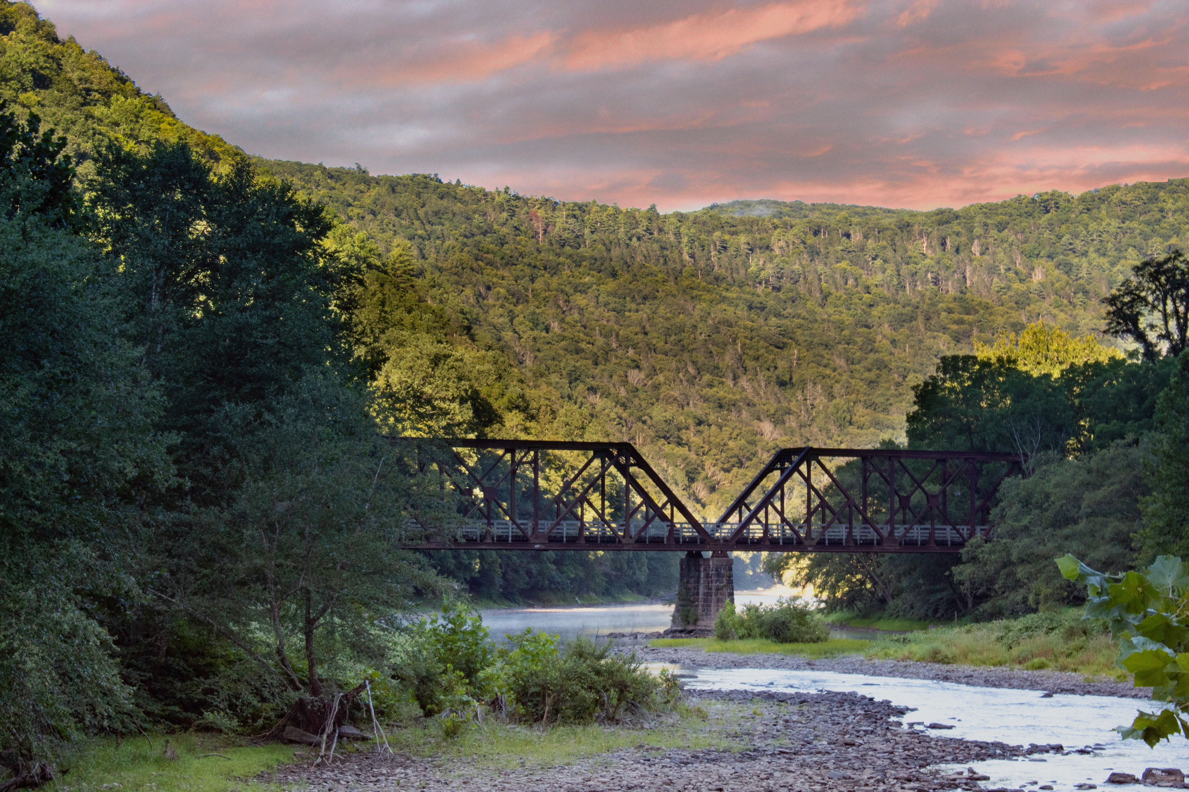 Sunrise over a quite bridge in North West Pennsylvania