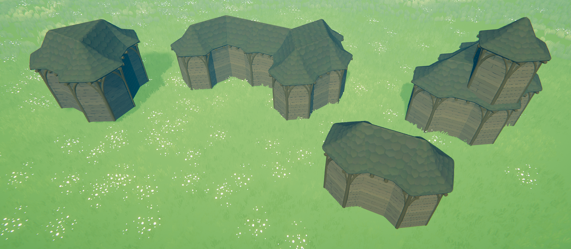 An example of some building shapes that can be made with the modular system.