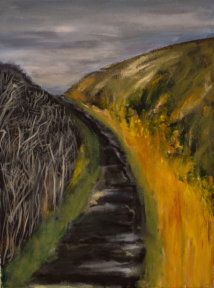 Early Gorse, Wanson Mouth - Mixed media on canvas - 40cms x 30cms