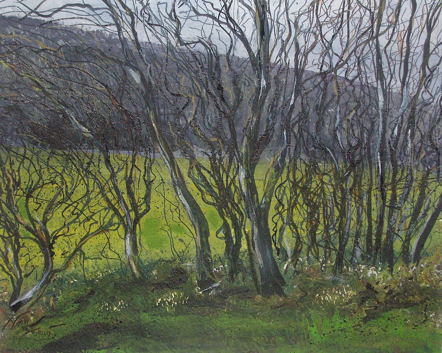 The Snowdrop Walk - Mixed media on paper - 30cms x 40cms