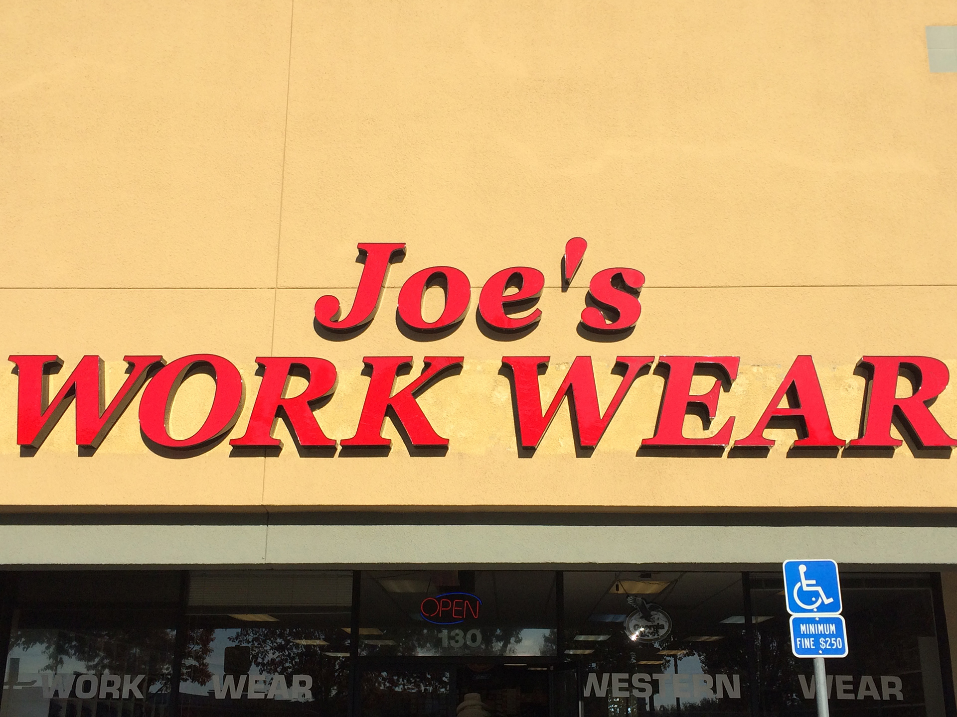 Joe's Work Wear - Channel Letters