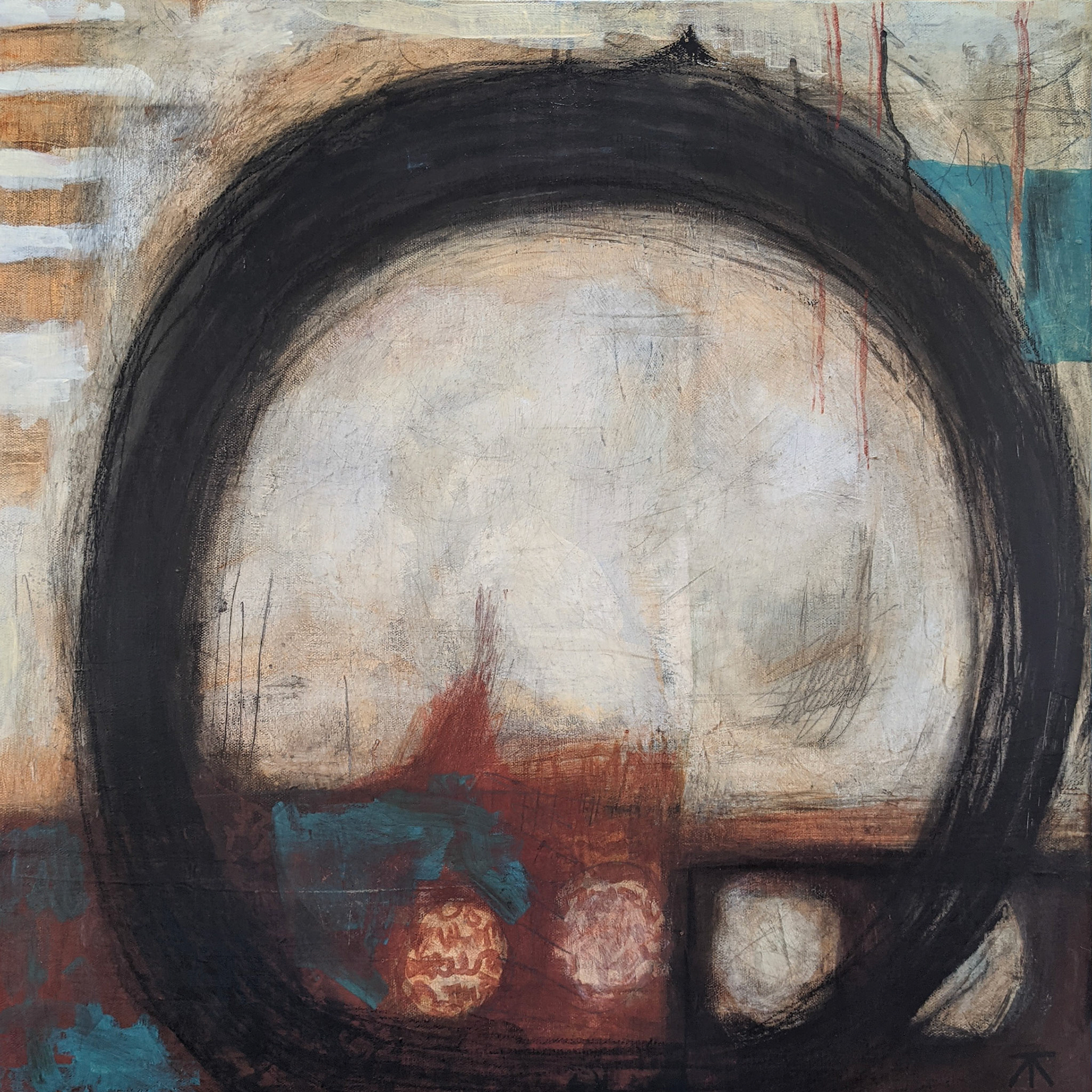 "Compass" Acrylic and mixed-media on canvas, 24 x 24 inches, $595