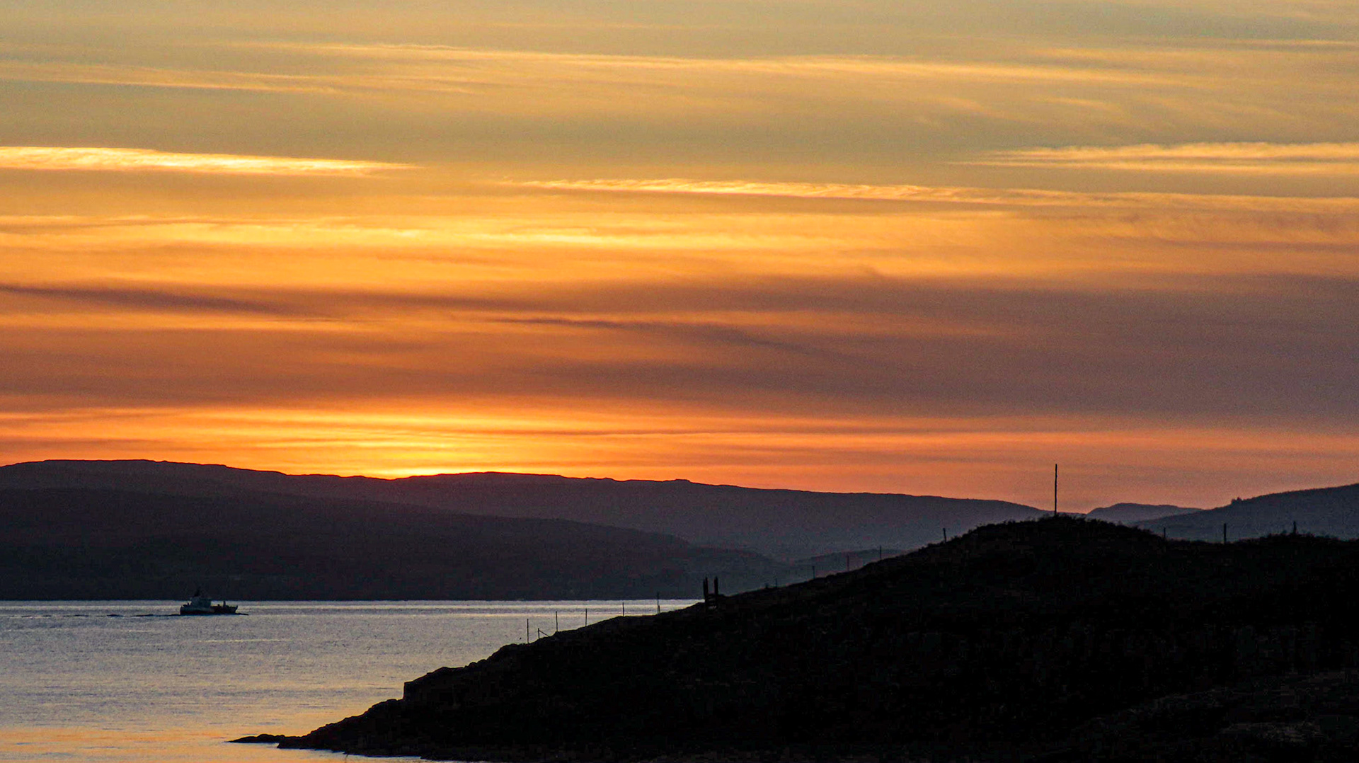 Just after sunset, Sound of Mull, Lochaline, Morvern