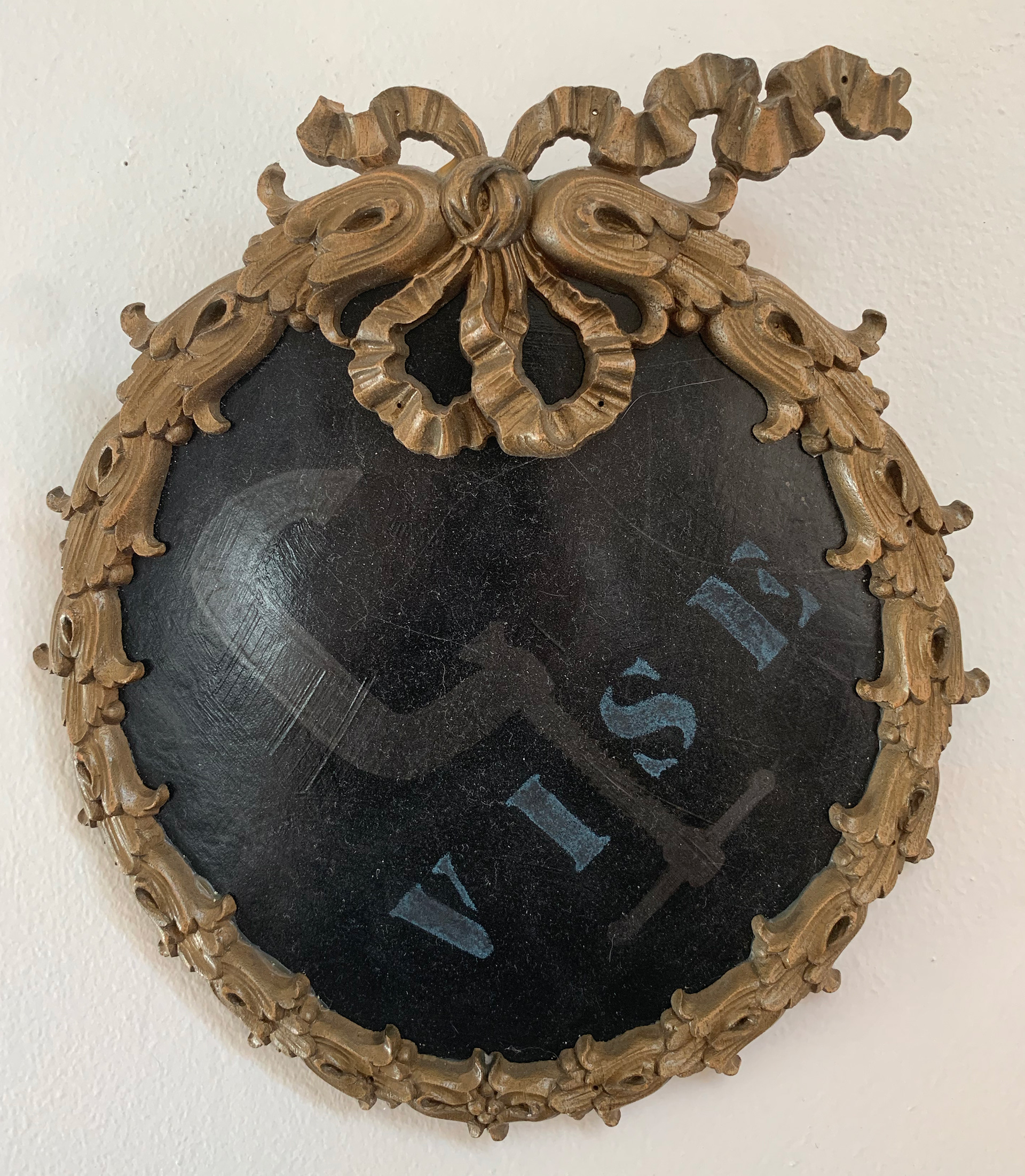 Vise. Graphite, Spray Paint & Acrylic with Gilded Frame. 10" x 9.5"