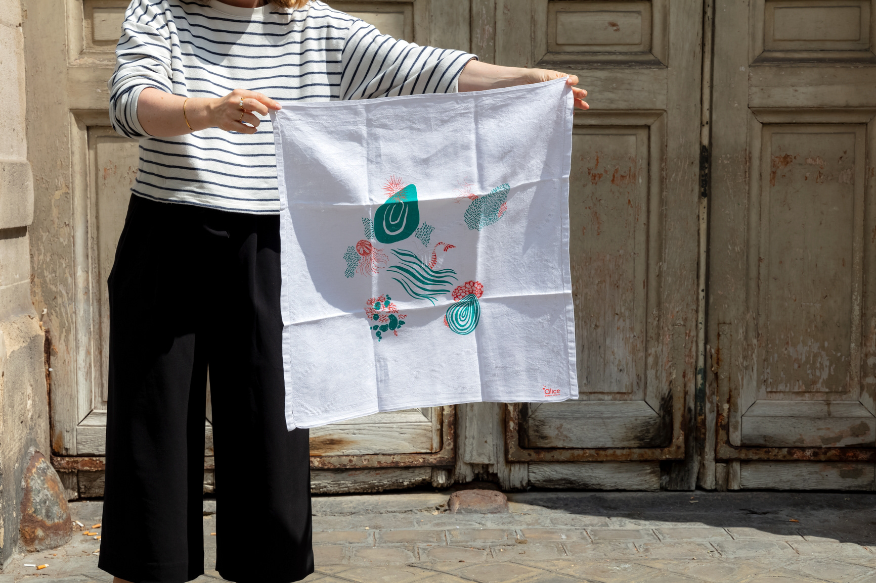 Essuie-mains en coton sérigraphié - 35€