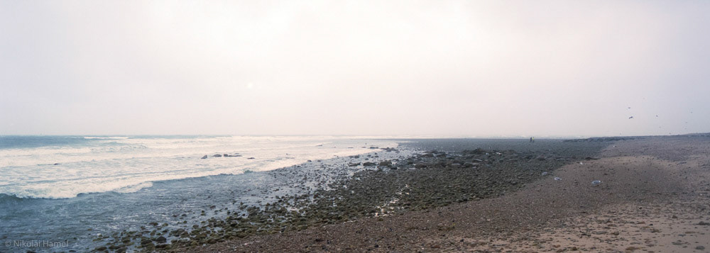 Walkers in the Portending Storm. Pentax 645N, Kodak Portra 160-120. 35mm F5.6, 1/125", UV.
