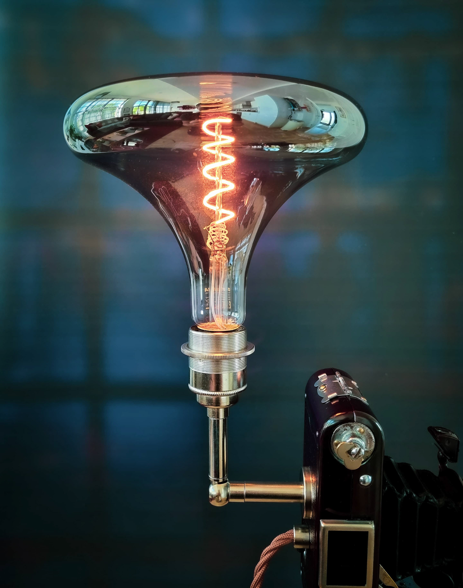 Unconventional designer vintage bulb with spiral filament