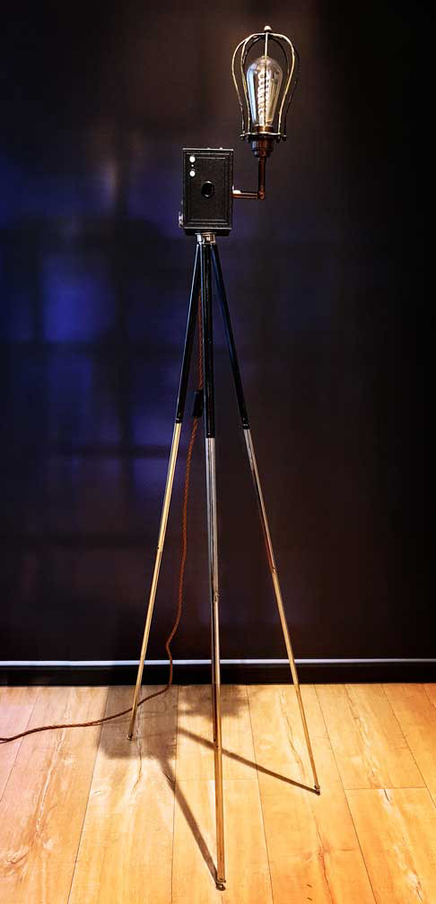 Upcycled Vintage 1920s Kodak Camera Tripod Lamp