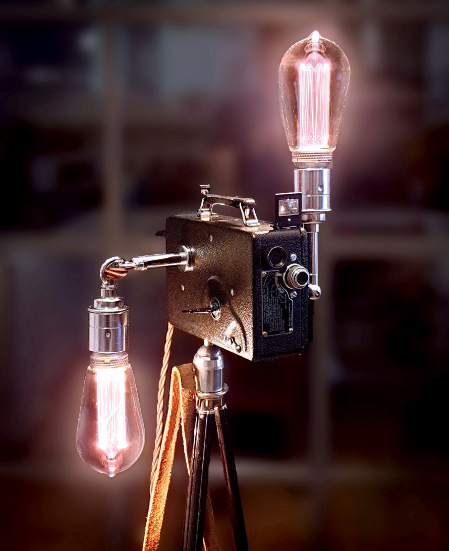 Upcycled Rare Vintage 1920s Art Deco Kodak Cine Camera Lamp