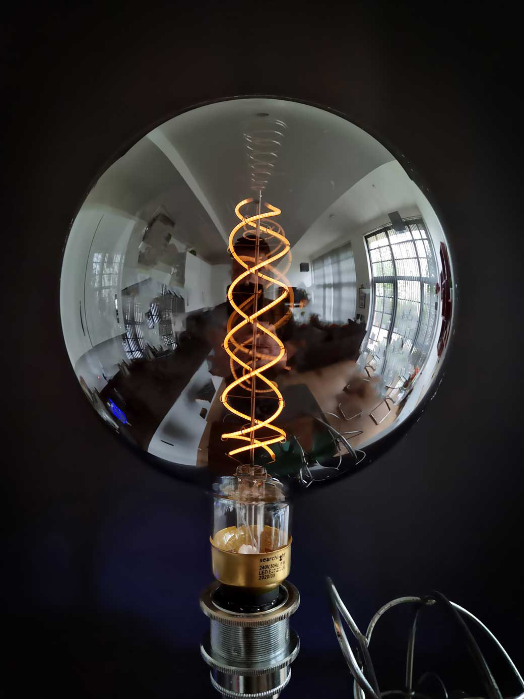 Oversized vintage Edison globe bul with spiral filament