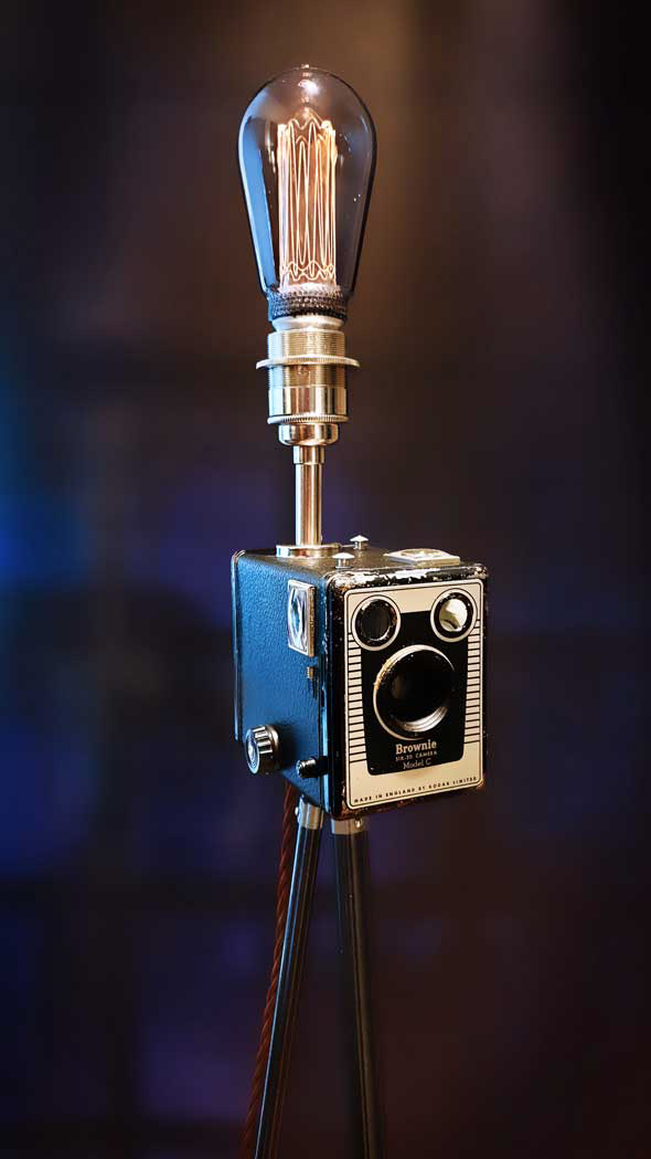 Upcycled Vintage 1950s Kodak Box Camera Tripod Lamp