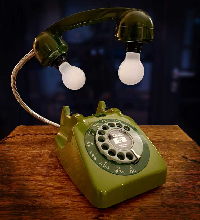 Upcycled Retro Vintage GPO Rotary Telephone Lamp Green