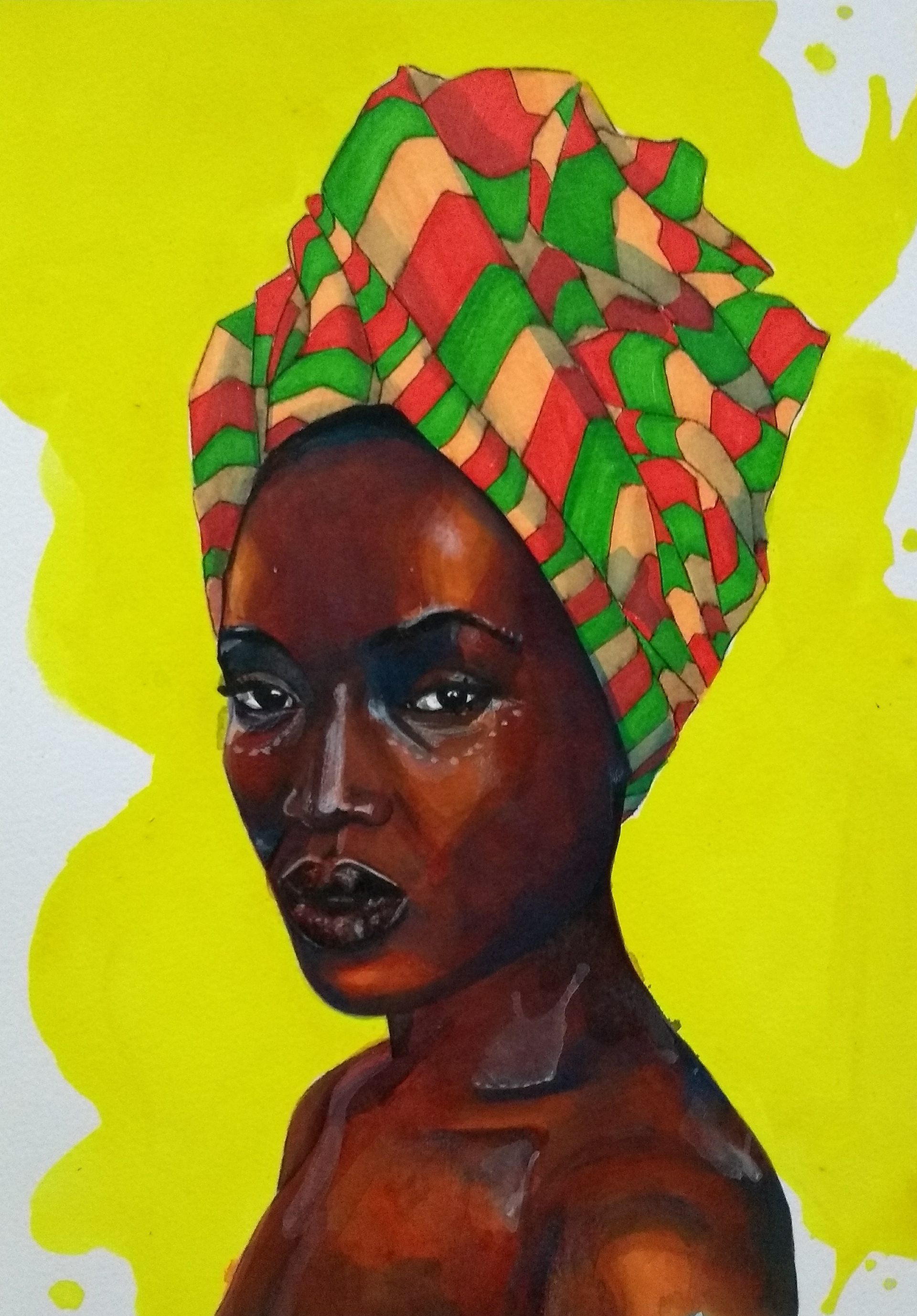 'Rainha (Regina)' : PVA, acquerello e pennarello (2018) 32X24cm.