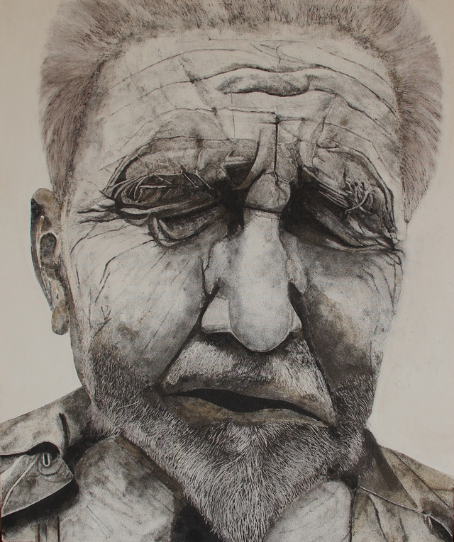 Ezra Pound - Sabbia, terra e colla su tela - 120x100cm