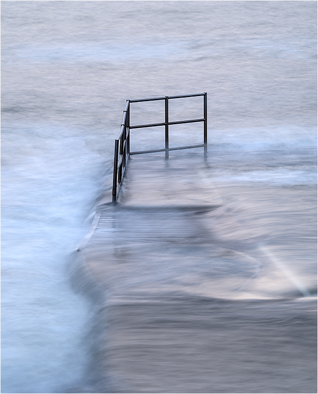 Railing at Bude Outdoor Pool, Cornwall - long exposure