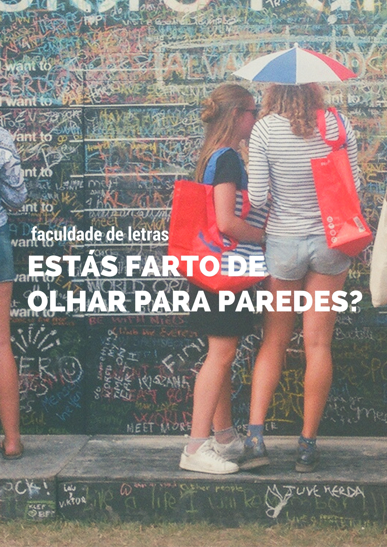 The first photo is a poster which asks "Are you done looking at the walls?" which alludes to the idea that students would get most of their info from posters rather than in a unified form such as in a magazine.