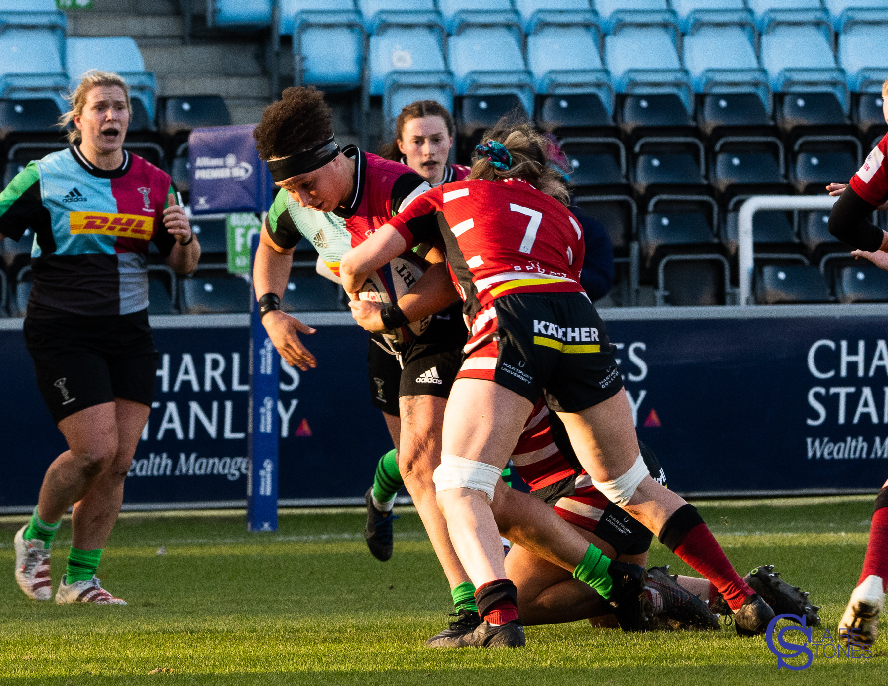 Shaunagh Brown tackled by Gwen Crabb