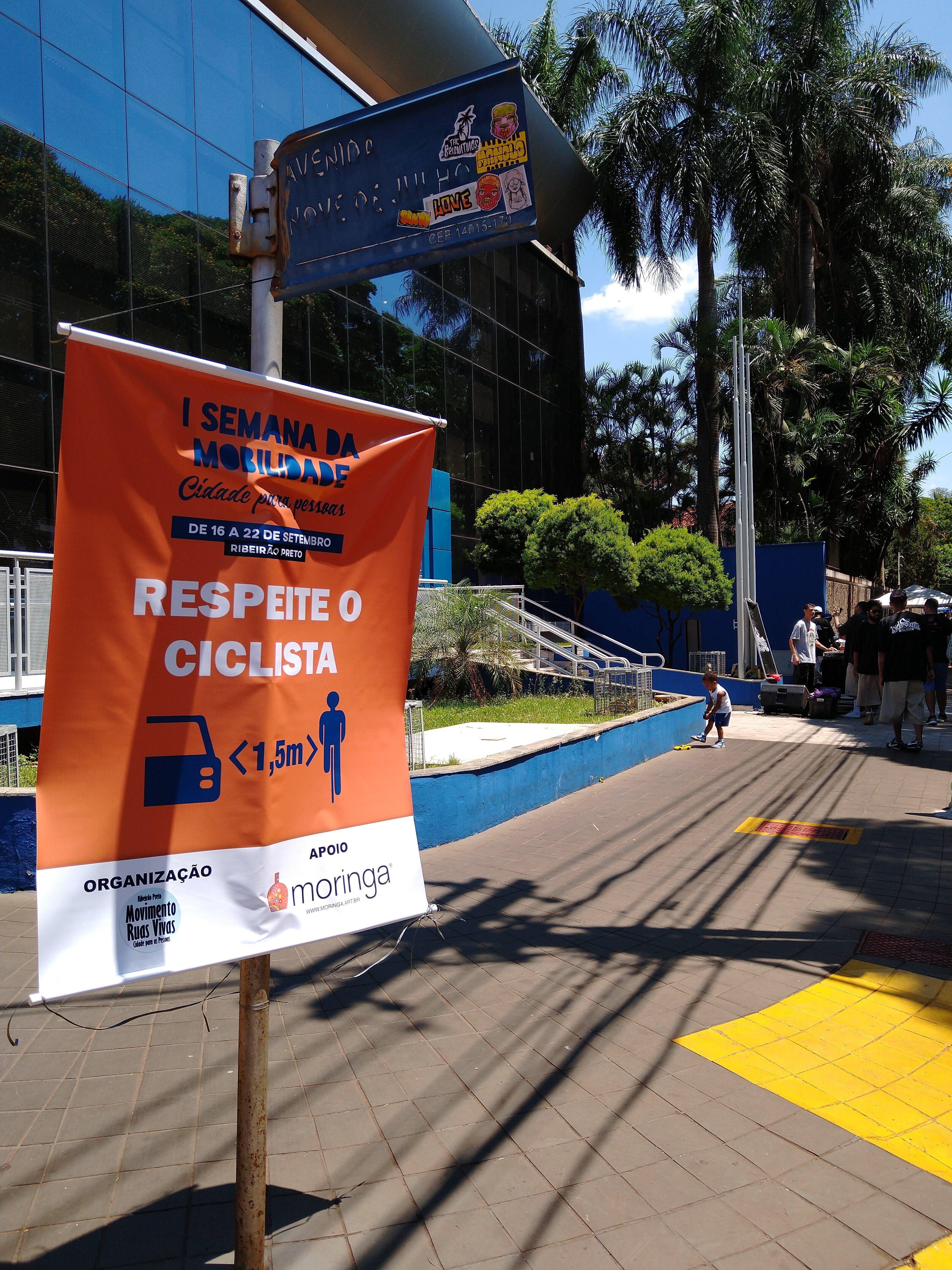 Apoio: Rua Aberta Nove de Julho. Evento da I Semana de Mobilidade de Ribeirão Preto