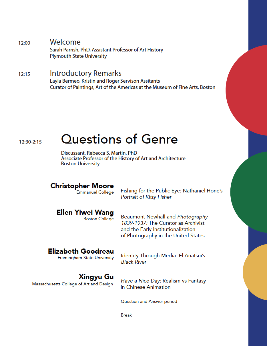 Museum of Fine Art's 11th annual undergraduate Art History Symposium 2019 program (first page)
