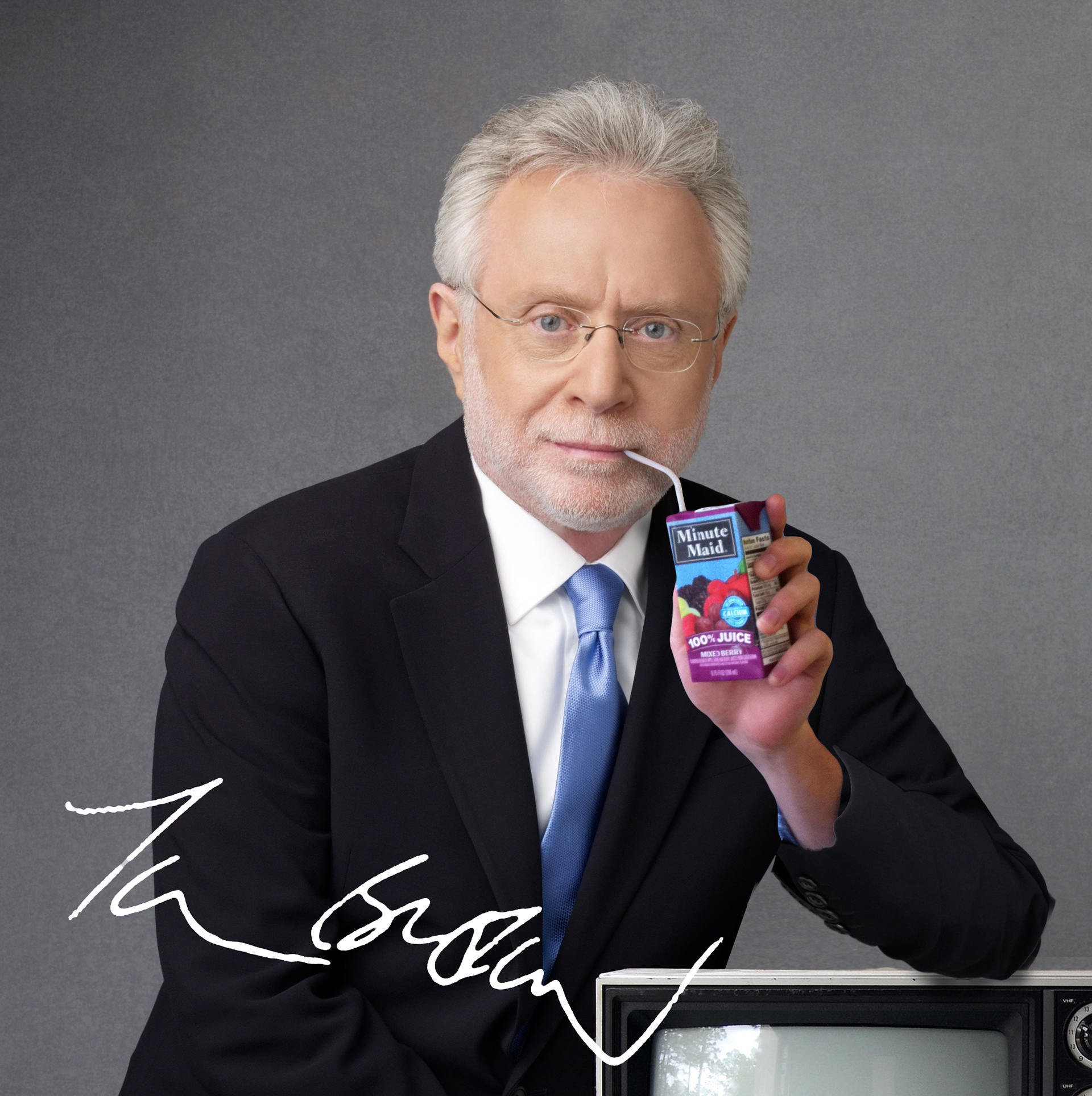 "Show me Wolf Blitzer drinking a juice box autographed by Tom Brokaw"