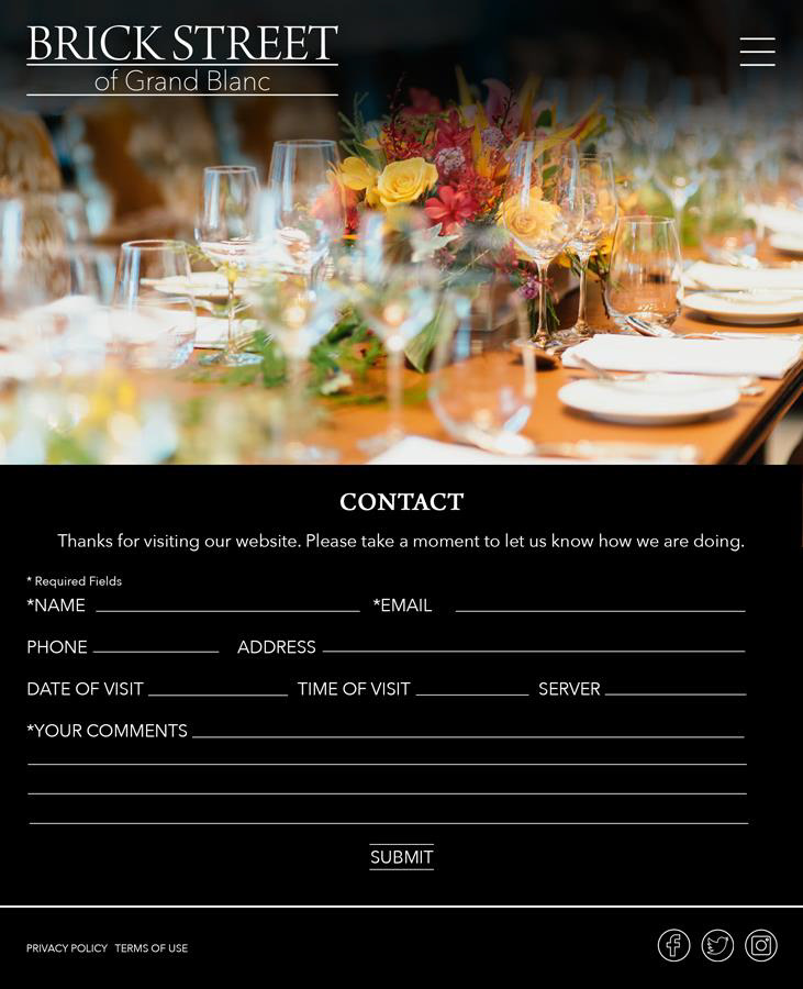 Brick Street Website Redesign - Mock-up Contact Page