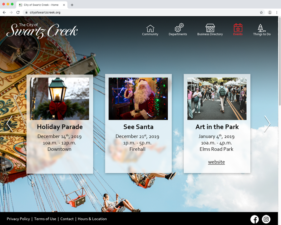 City of Swartz Creek - Website Redesign Mock Up, Event Page