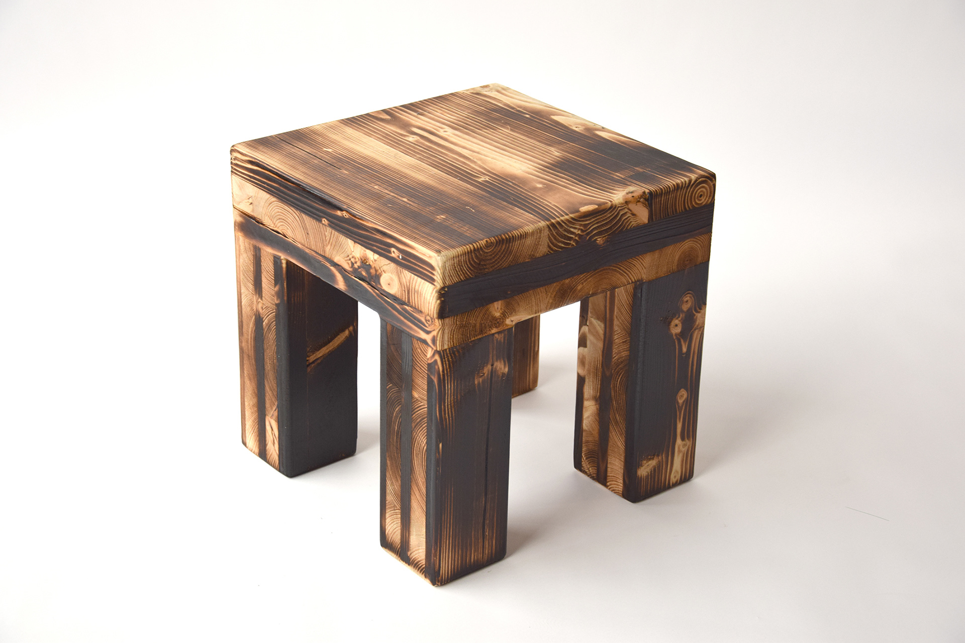 chunky small stool, burning tiger