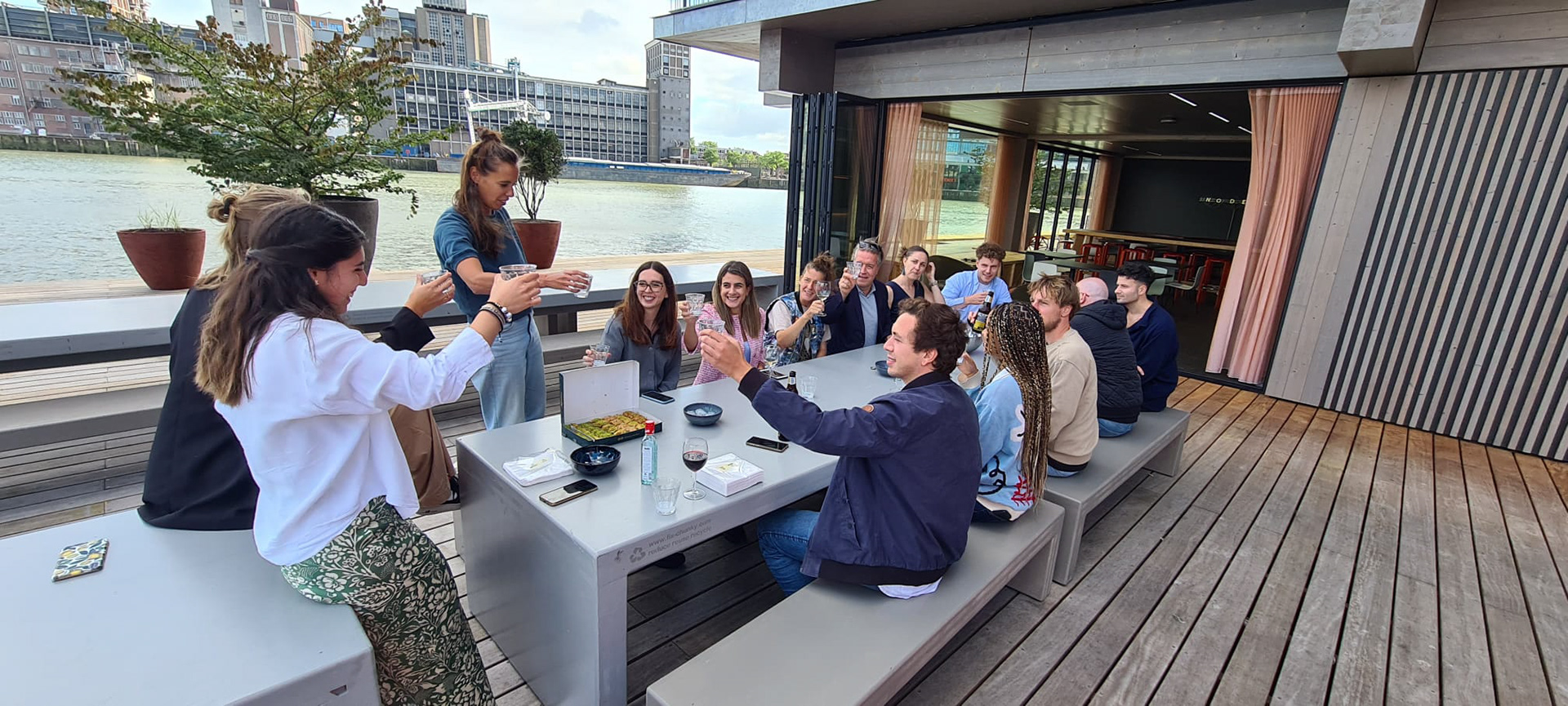Custom furniture at terrace of Powerhouse Company and Red Company at FOR, Rotterdam