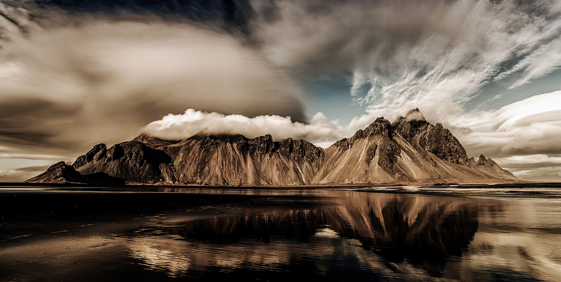 Vesturhorn at Stokksnes. The 'horny' and steep mountains of east Iceland