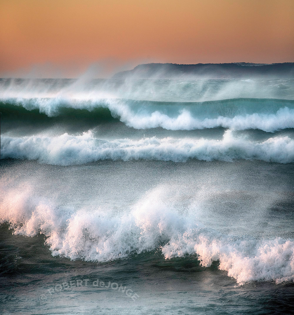 Gail force winds, manitou islands, waves, spray, Sunset, sleeping bear point