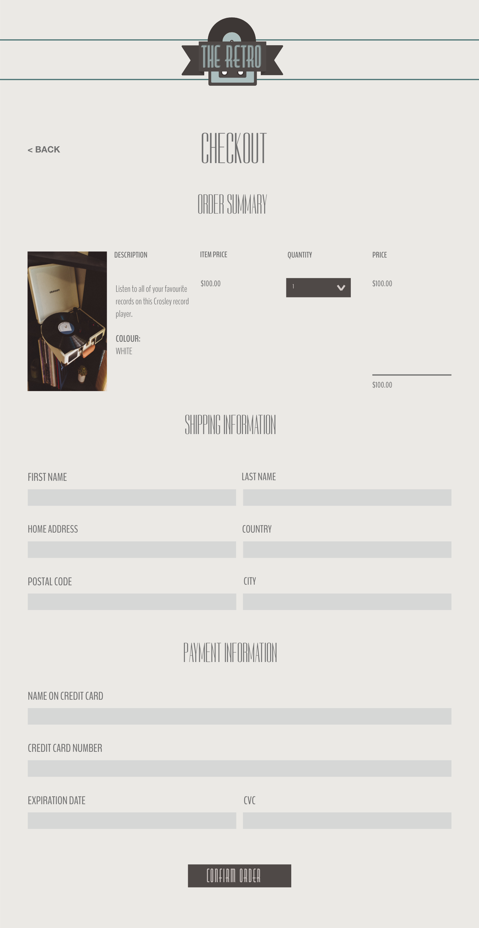 Checkout Page - Medium Screen Size