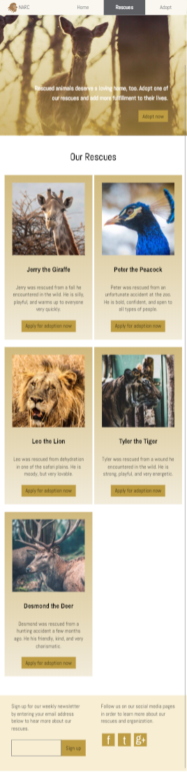 Rescues Page - Medium Screen Size