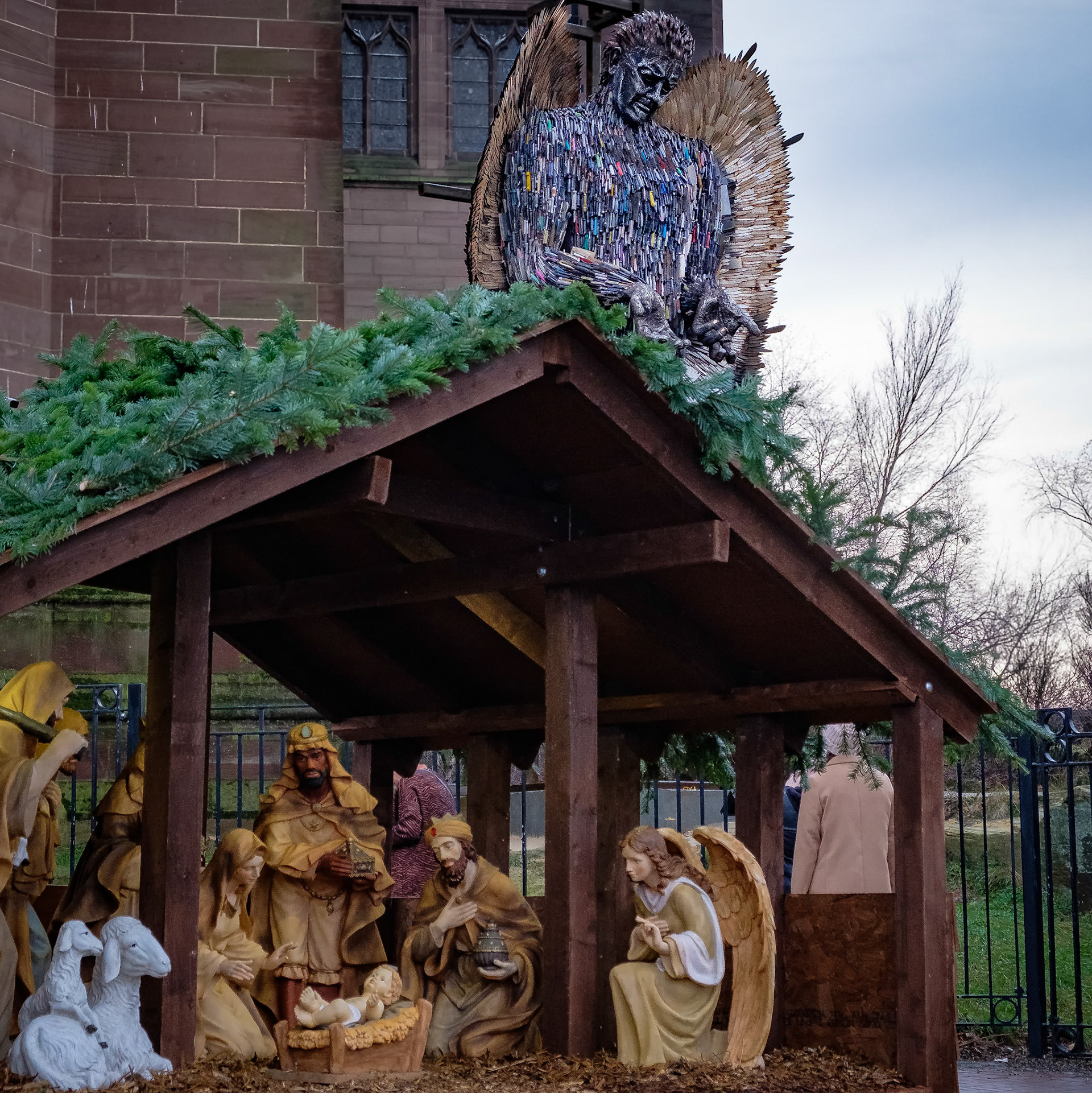 Knife Angel oversees the nativity, Liverpool Cathedral
#knife angel
#bestliverpoolphoto #liverpool #loveliverpool #visitliverpool #itsliverpool #merseyside #visitbritain #british #unitedkingdom #exploreuk #ukpotd #capturingbritain #uk #england #liverpool #essentialliverpool #loveliverpool #Igersmersey #anglican #cathedral
#bestcommunity
#photoherechallenge
#fujifilm #fujiholic #fujiholics #repostmyfuji #repostmyfujifilm #liverpoolanglicancathedral #liverpoolcathedral